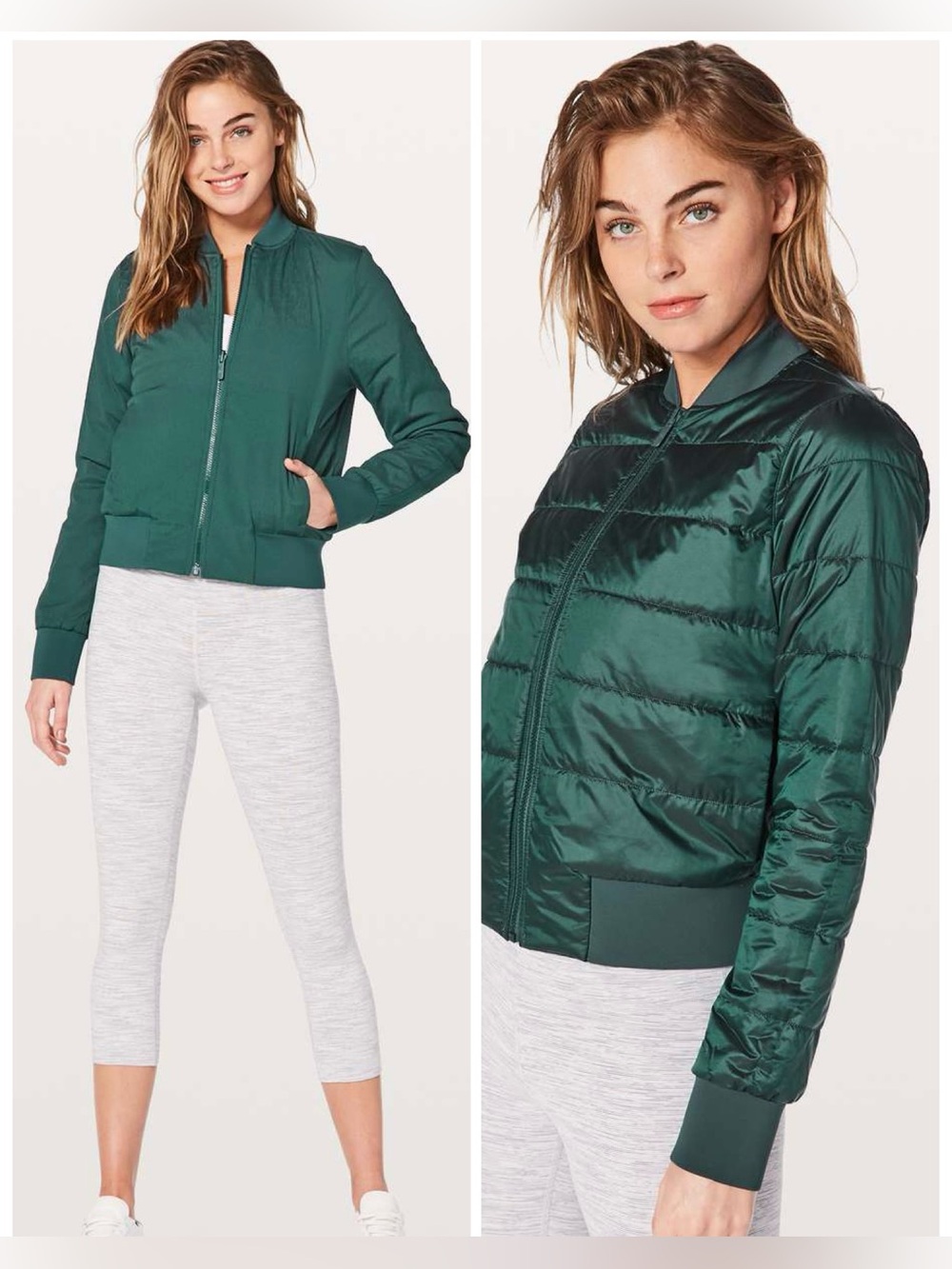 Lululemon Non-Stop Bomber Reversible Jacket in Teal Shadow Mystic Green size 6
